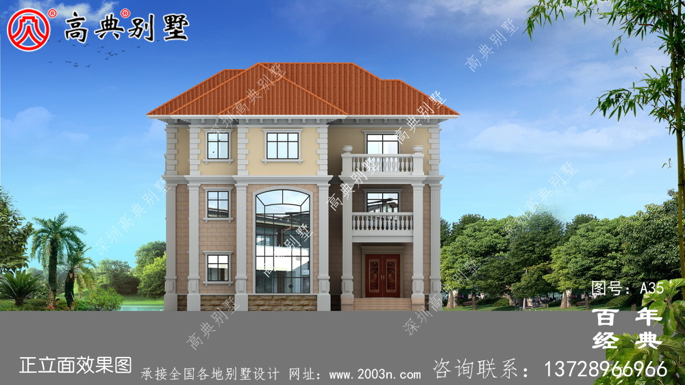好看的三层农村小别墅设计方案施工图纸及设计效果图_农村三层别墅工程图纸