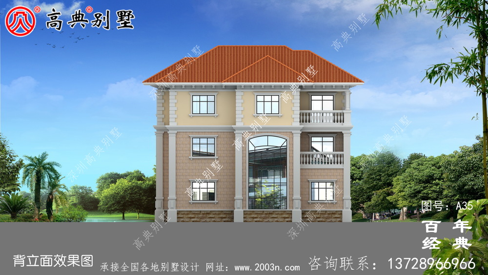 好看的三层农村小别墅设计方案施工图纸及设计效果图_农村三层别墅工程图纸