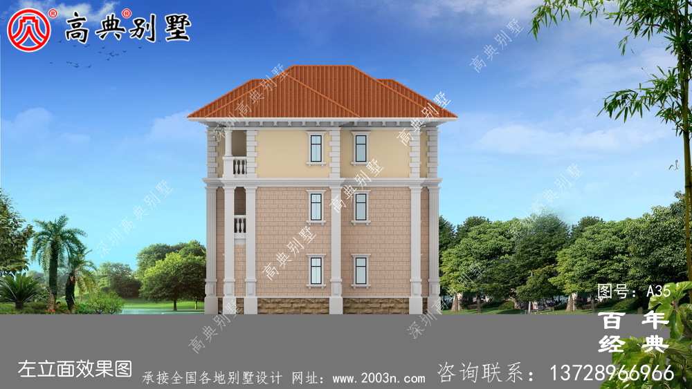 好看的三层农村小别墅设计方案施工图纸及设计效果图_农村三层别墅工程图纸