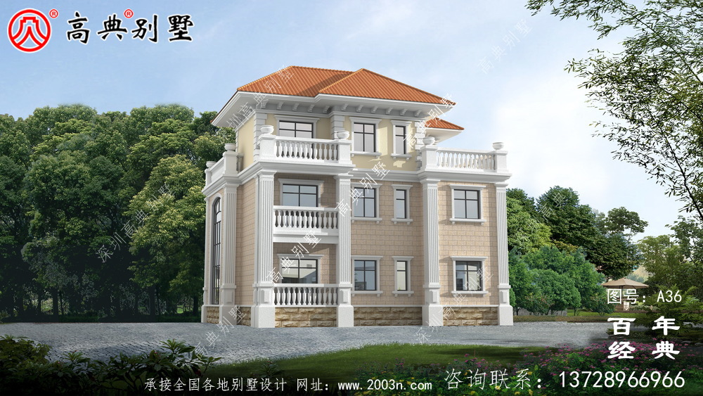 新农村三层带阳台设计图纸 乡村三层房屋设计图施工图纸
