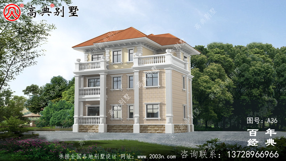 新农村三层带阳台设计图纸 乡村三层房屋设计图施工图纸