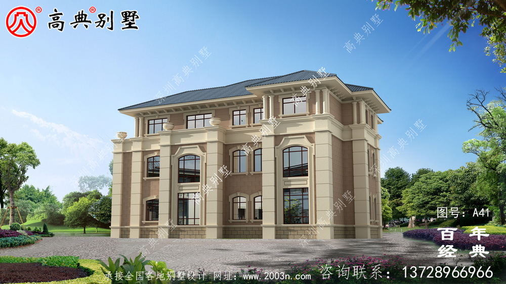 漂亮的三层带车库欧式小别墅设计图纸及效果图_农村三层别墅设计图纸