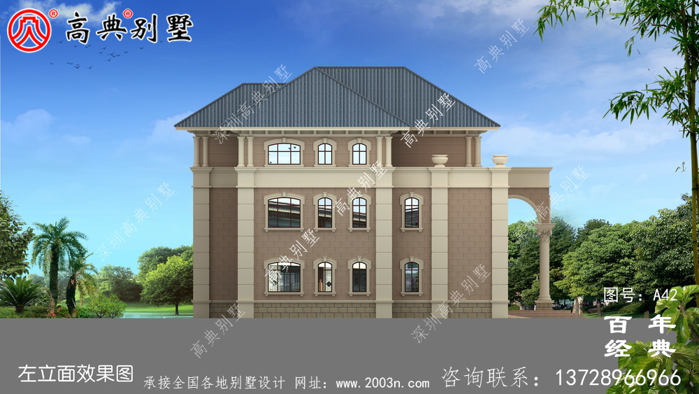 带露台设计图纸和效果图的新型欧式三层别墅 农村三层别墅设计