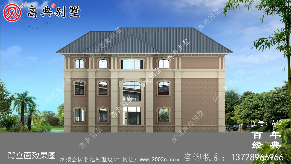 带露台设计图纸和效果图的新型欧式三层别墅 农村三层别墅设计