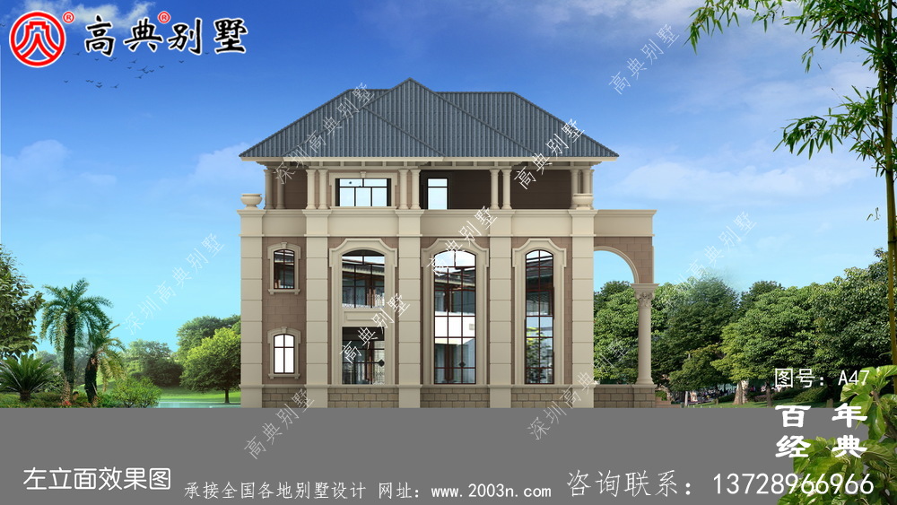 新农村三楼带露台的小别墅设计图 农村三楼设计图