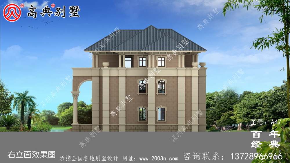 新农村三楼带露台的小别墅设计图 农村三楼设计图