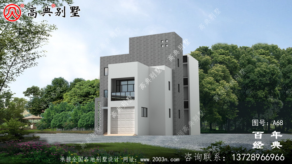 新农村带阳台的三层别墅图纸及效果_农村三层自建住宅设计图纸