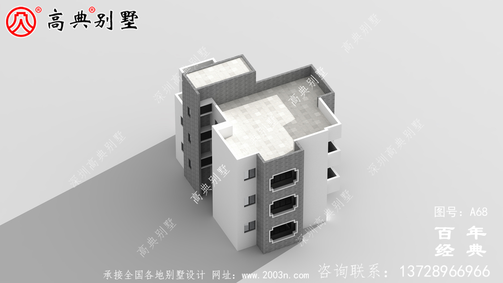 新农村带阳台的三层别墅图纸及效果_农村三层自建住宅设计图纸