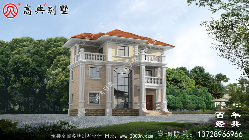 新农村三楼带阳台的别墅设计图_农村自建设计图