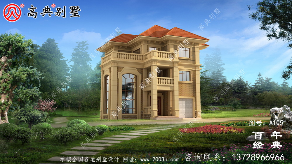 乡村三层带车库楼房别墅设计图纸_三层别墅施工图设计