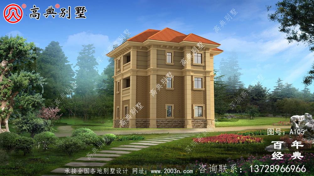 乡村三层带车库楼房别墅设计图纸_三层别墅施工图设计
