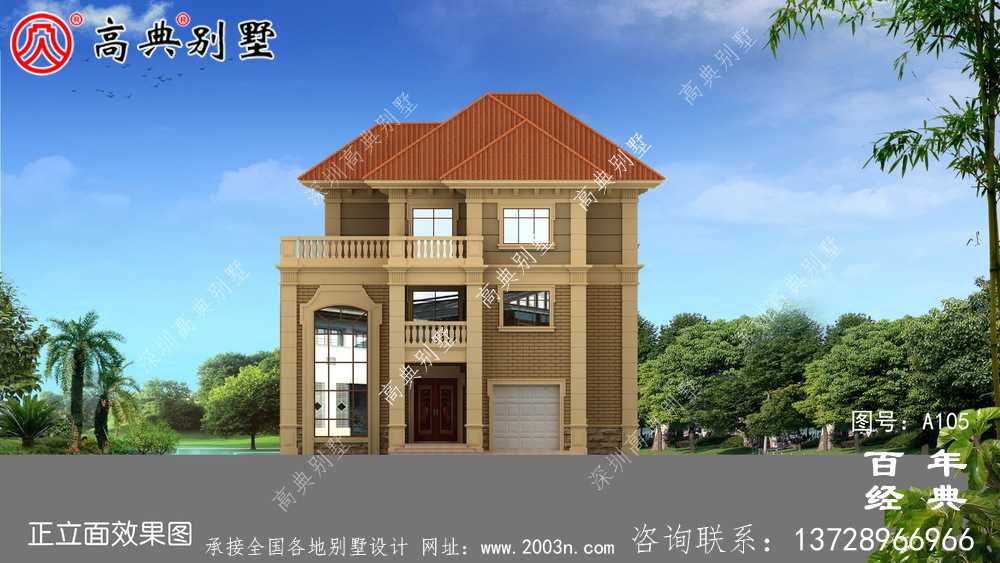 乡村三层带车库楼房别墅设计图纸_三层别墅施工图设计