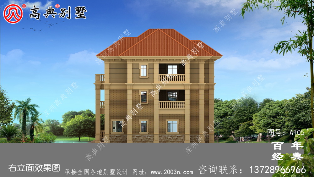 乡村三层带车库楼房别墅设计图纸_三层别墅施工图设计