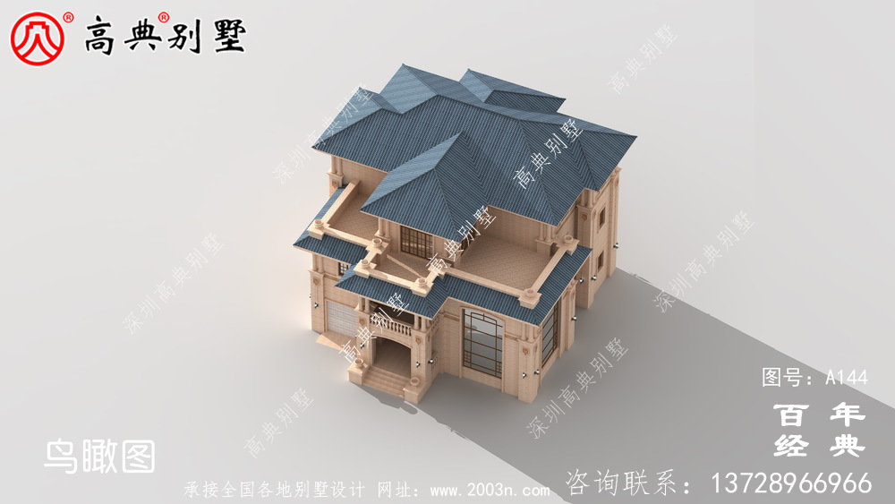 欧式豪华三层带阳台车库小别墅设计图_房屋住宅设计图