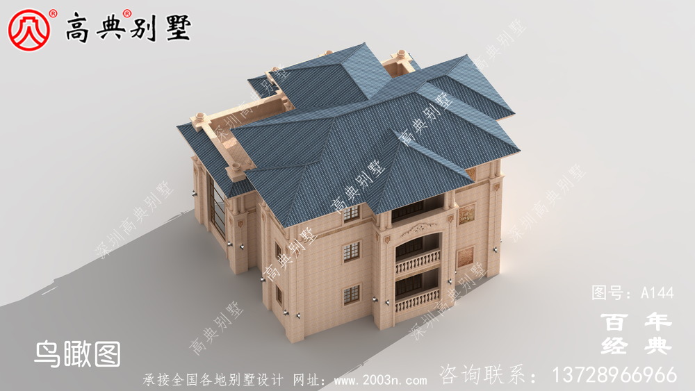欧式豪华三层带阳台车库小别墅设计图_房屋住宅设计图