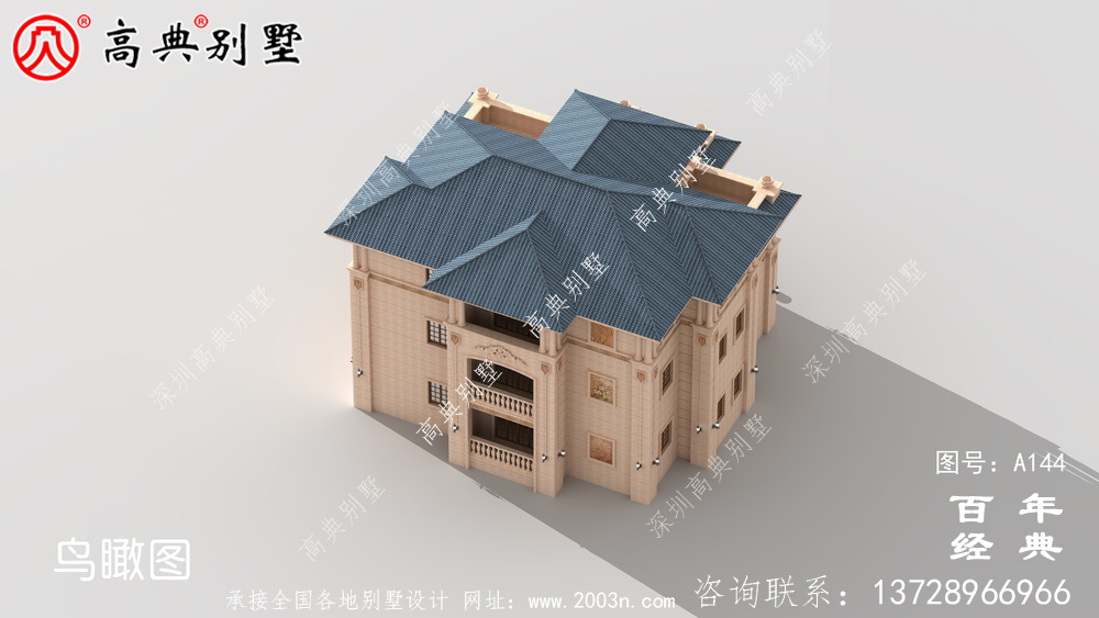 欧式豪华三层带阳台车库小别墅设计图_房屋住宅设计图