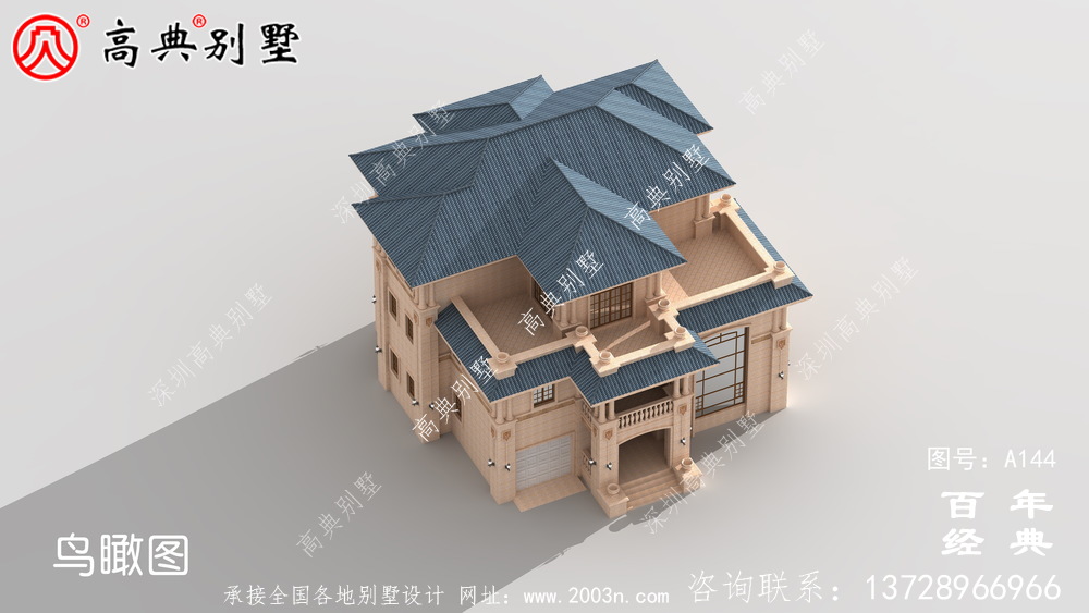 欧式豪华三层带阳台车库小别墅设计图_房屋住宅设计图