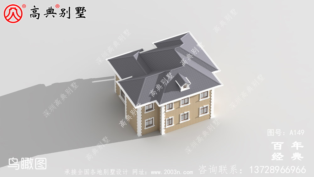二层带阳台农村小别墅施工图纸及设计效果图 房屋设计图