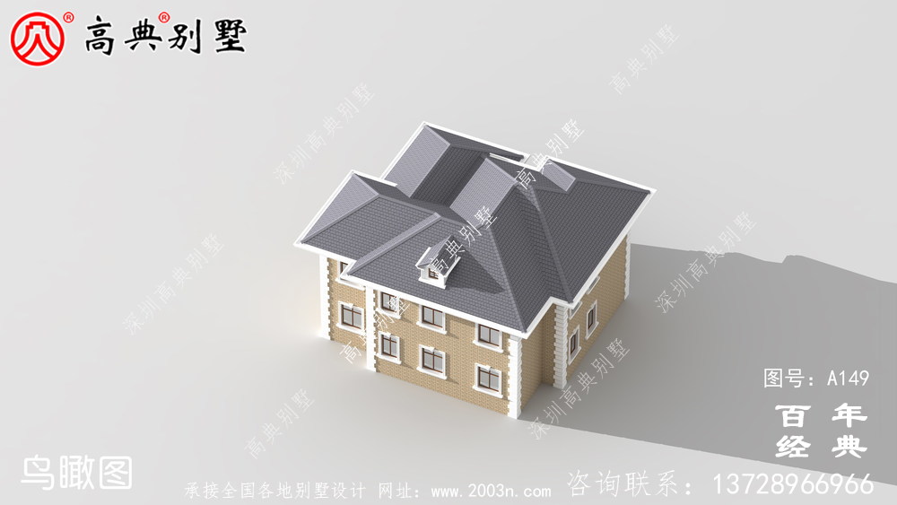 二层带阳台农村小别墅施工图纸及设计效果图 房屋设计图