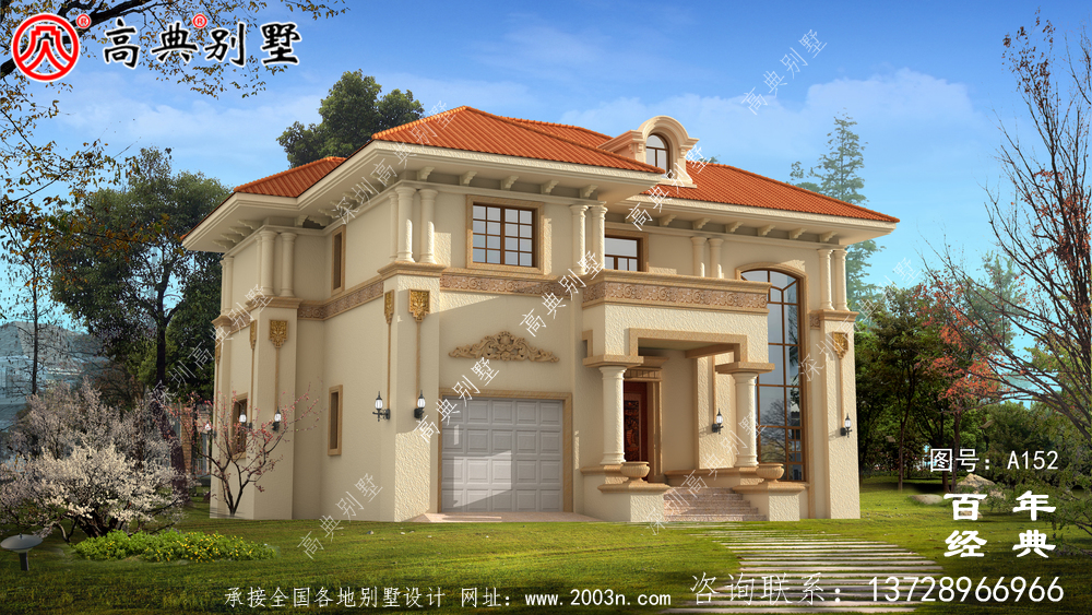 新农村建设两层带阳台小别墅设计图纸_乡村自建房设计图