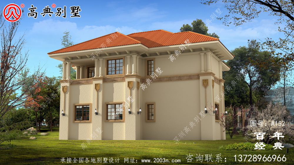 新农村建设两层带阳台小别墅设计图纸_乡村自建房设计图