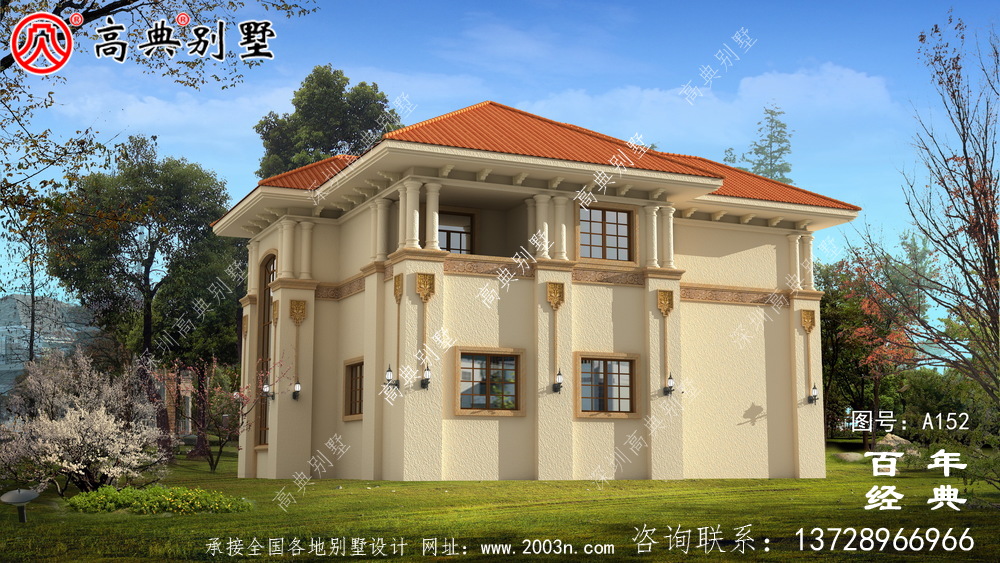 新农村建设两层带阳台小别墅设计图纸_乡村自建房设计图