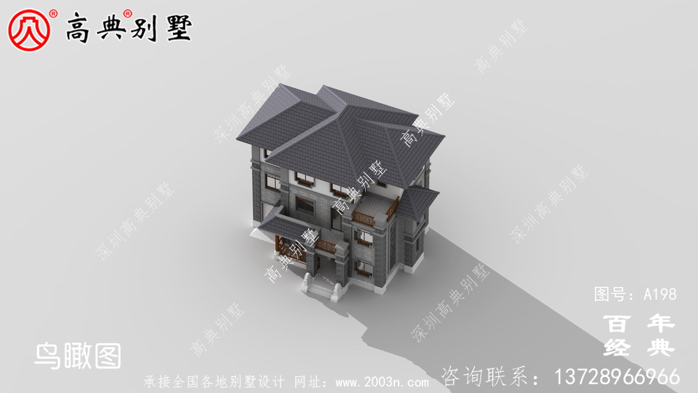 三楼中式别墅设计图纸_农村住宅设计图纸