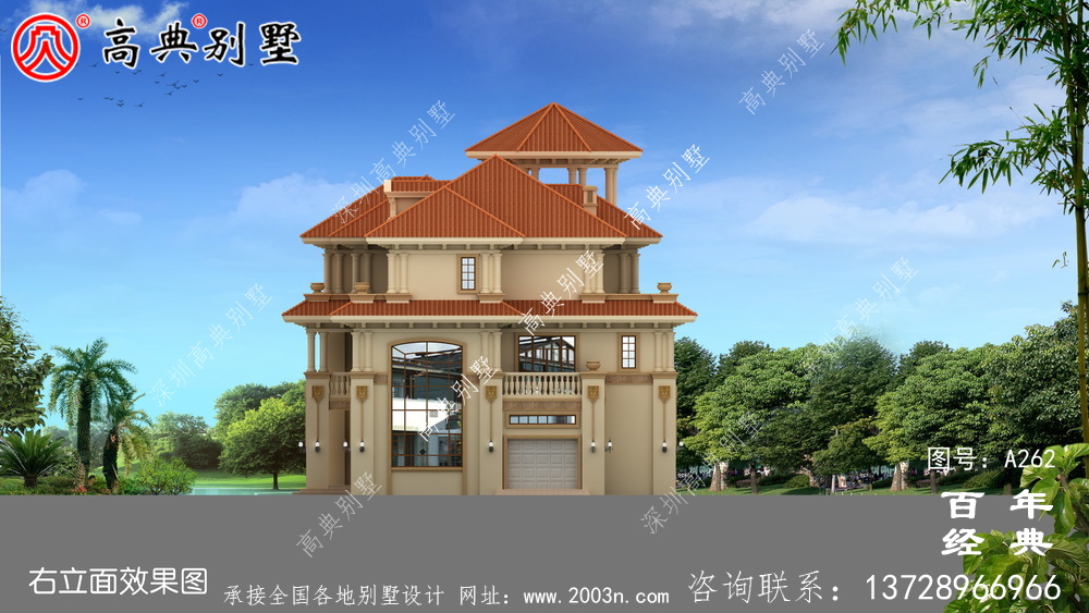 新农村建设三层带生活阳台小别墅设计图_农村房屋设计图