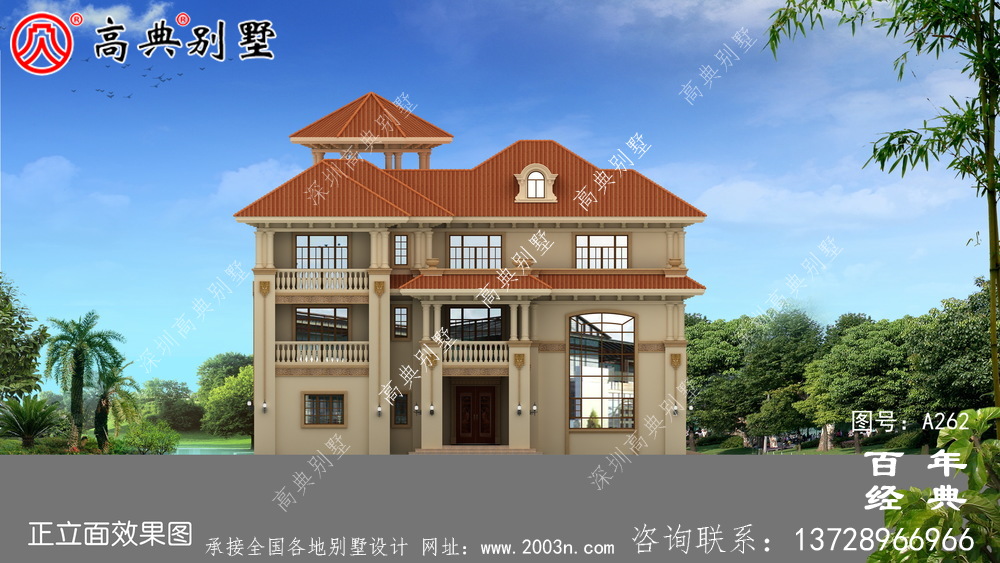 新农村建设三层带生活阳台小别墅设计图_农村房屋设计图
