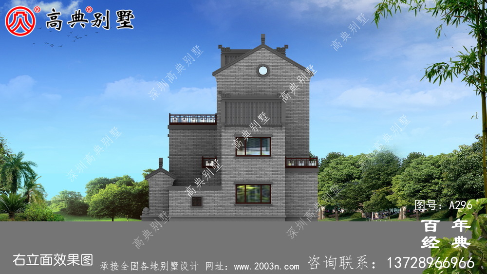 新农村建设三层带阳台自建别墅工程图纸_别墅设计图纸,三层带阳台独栋别墅