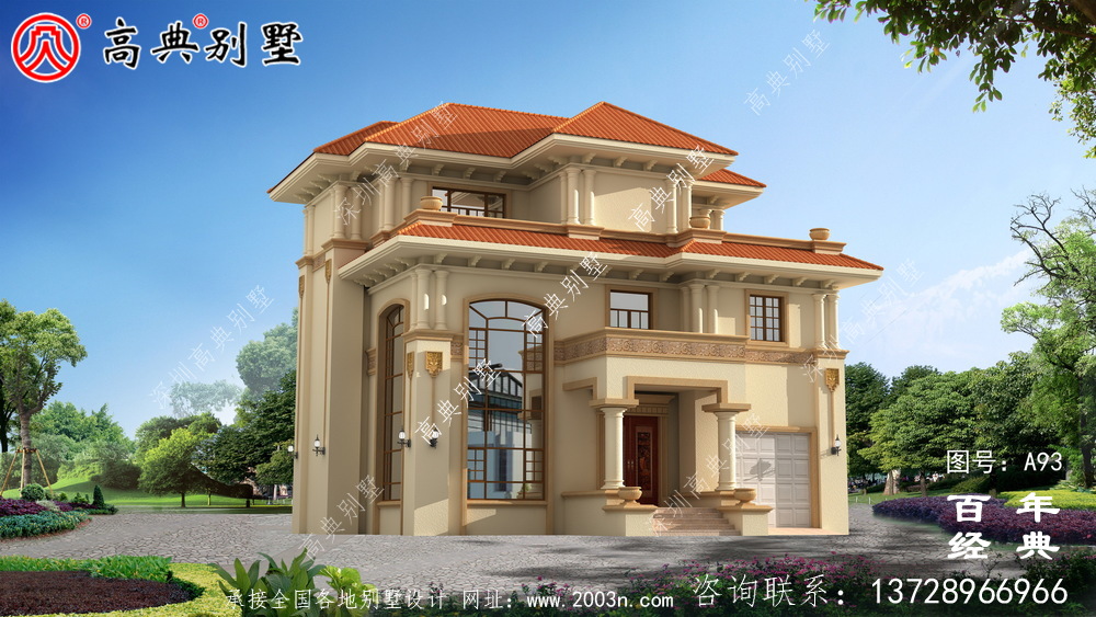 好看的乡村三层小别墅设计图纸及设计效果图 农村自建别墅设计图