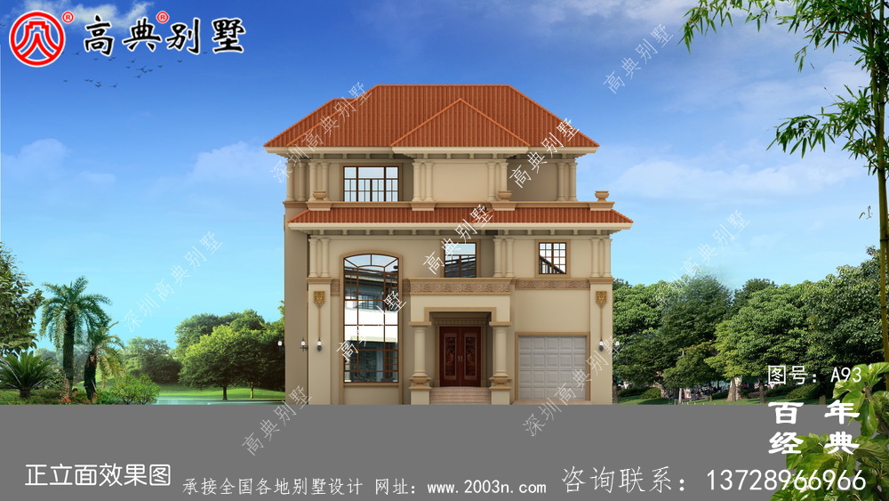 好看的乡村三层小别墅设计图纸及设计效果图 农村自建别墅设计图