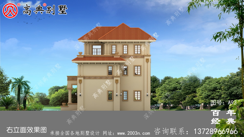 好看的乡村三层小别墅设计图纸及设计效果图 农村自建别墅设计图