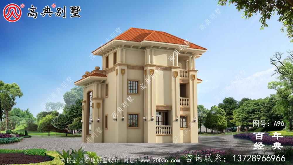 带车库的三层别墅设计及施工图_乡村别墅设计图