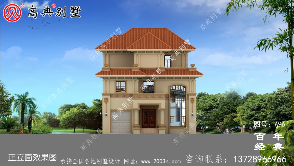 带车库的三层别墅设计及施工图_乡村别墅设计图