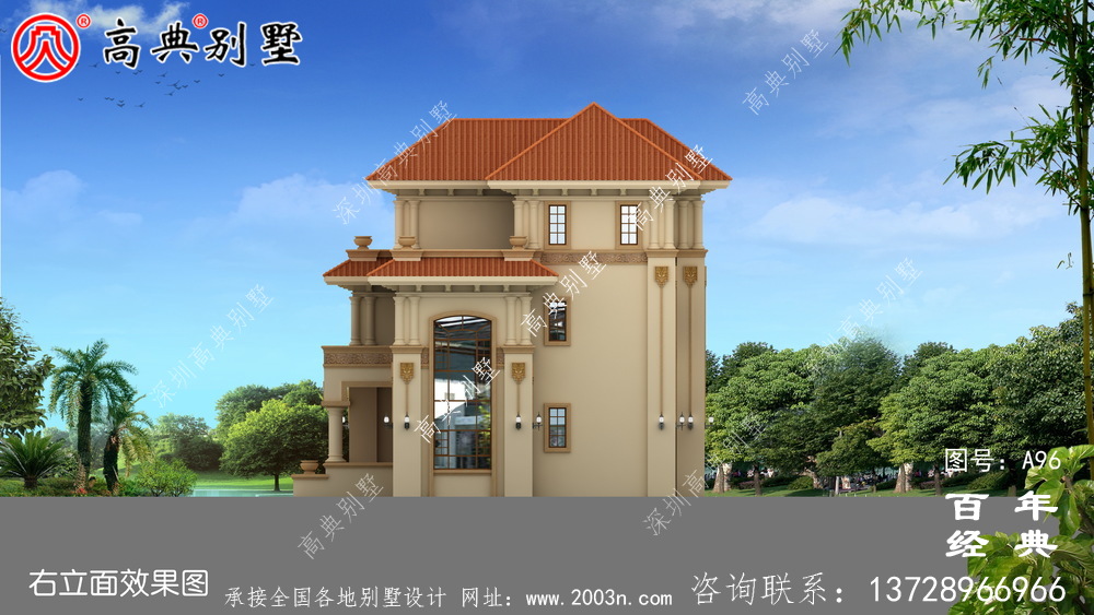 带车库的三层别墅设计及施工图_乡村别墅设计图