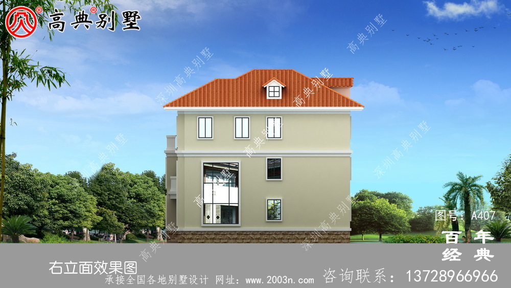 三層帶車庫新農村住宅設計方案施工圖紙及設計效果圖_別墅設計圖紙,農村房屋設計圖