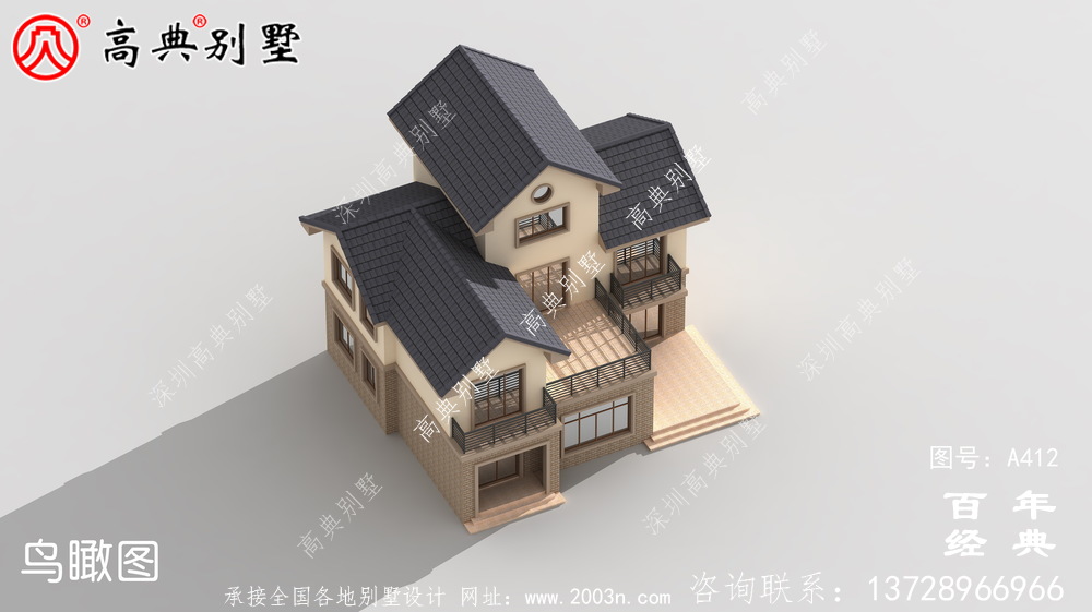 農村三層帶露臺別墅設計全套施工圖紙_別墅設計圖紙,農村房屋設計圖
