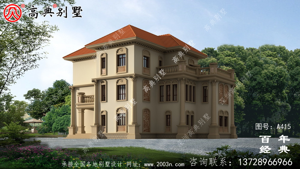 三層帶車庫新農村房屋設計圖紙及效果圖_別墅設計圖紙_農村房屋設計圖