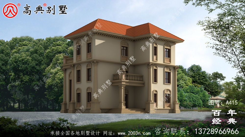 三層帶車庫新農村房屋設計圖紙及效果圖_別墅設計圖紙_農村房屋設計圖