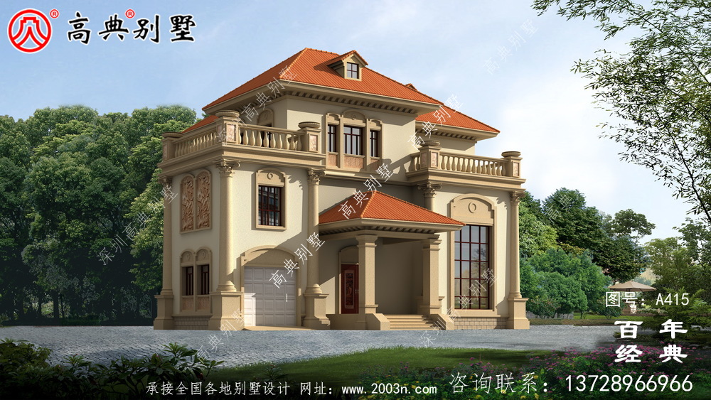 三層帶車庫新農村房屋設計圖紙及效果圖_別墅設計圖紙_農村房屋設計圖