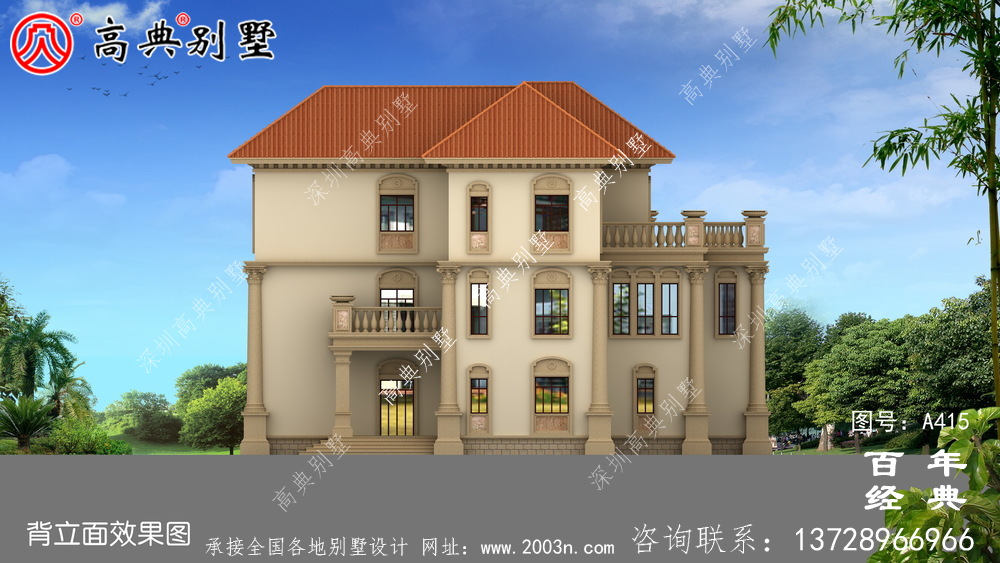 三層帶車庫新農村房屋設計圖紙及效果圖_別墅設計圖紙_農村房屋設計圖