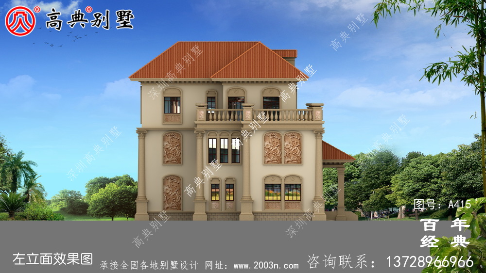 三層帶車庫新農村房屋設計圖紙及效果圖_別墅設計圖紙_農村房屋設計圖