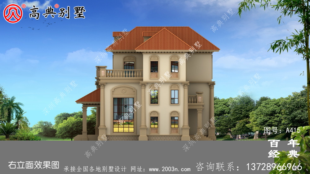 三層帶車庫新農村房屋設計圖紙及效果圖_別墅設計圖紙_農村房屋設計圖