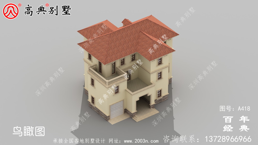 三層帶露臺(tái)車庫(kù)新農(nóng)村別墅設(shè)計(jì)圖及效果圖_別墅設(shè)計(jì)圖、農(nóng)村住宅設(shè)計(jì)圖