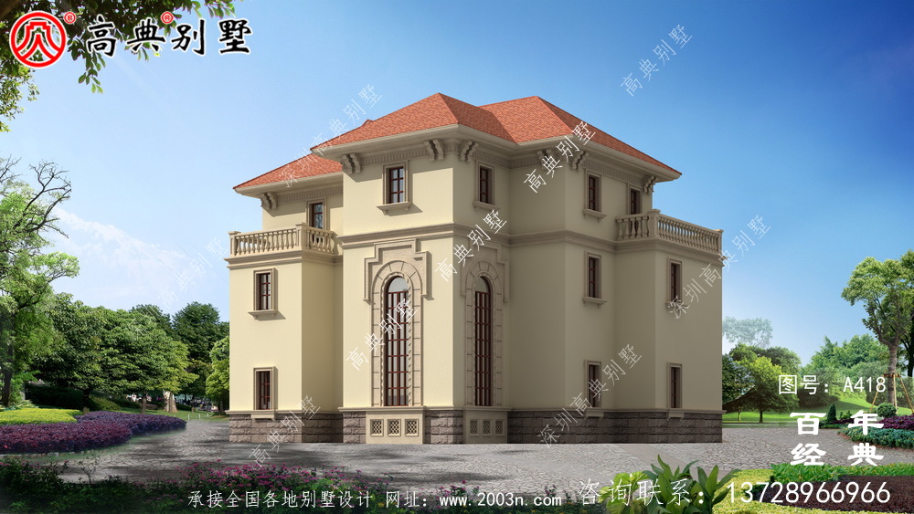 三層帶露臺(tái)車庫(kù)新農(nóng)村別墅設(shè)計(jì)圖及效果圖_別墅設(shè)計(jì)圖、農(nóng)村住宅設(shè)計(jì)圖
