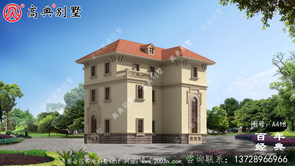 三層帶露臺(tái)車庫(kù)新農(nóng)村別墅設(shè)計(jì)圖及效果圖_別墅設(shè)計(jì)圖、農(nóng)村住宅設(shè)計(jì)圖