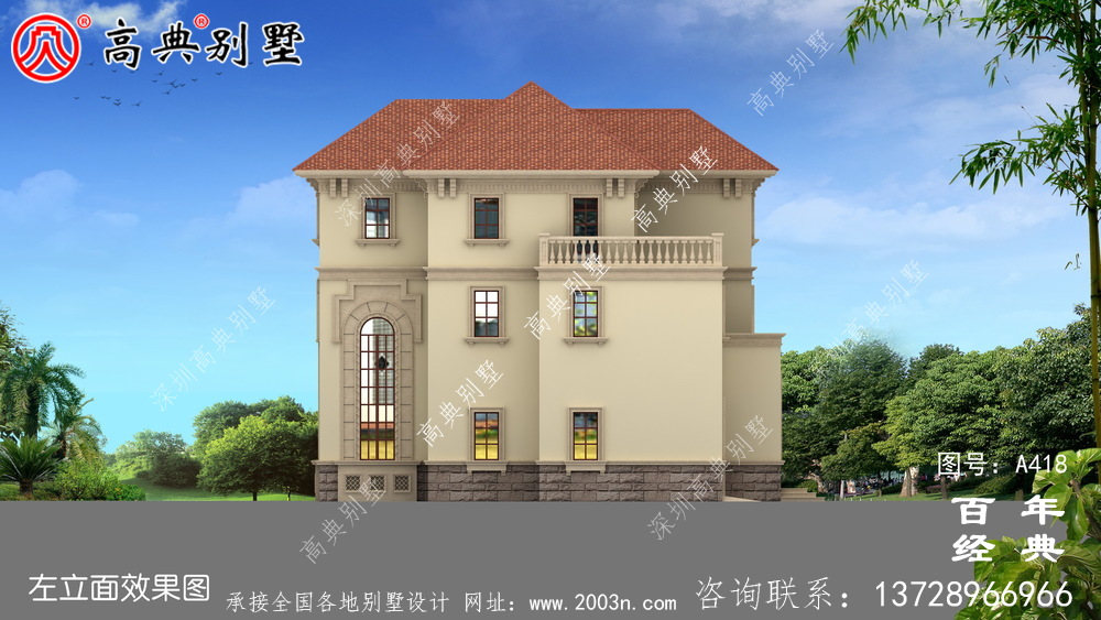 三層帶露臺(tái)車庫(kù)新農(nóng)村別墅設(shè)計(jì)圖及效果圖_別墅設(shè)計(jì)圖、農(nóng)村住宅設(shè)計(jì)圖