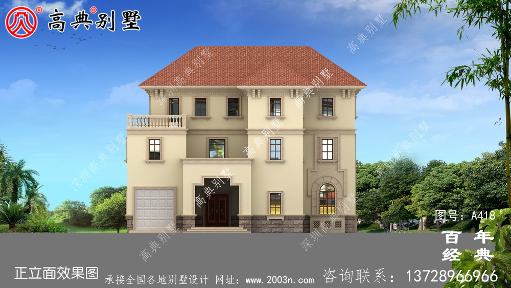 三層帶露臺(tái)車庫(kù)新農(nóng)村別墅設(shè)計(jì)圖及效果圖_別墅設(shè)計(jì)圖、農(nóng)村住宅設(shè)計(jì)圖