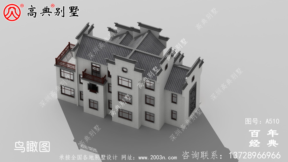 新农村三层徽派式住宅图纸_别墅设计图纸,新农村别墅,农村自建房设计